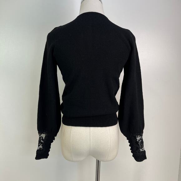 Pat Sandler for Wellmore Black Long Sleeve Knit Top Vintage 80's - Picture 8 of 9